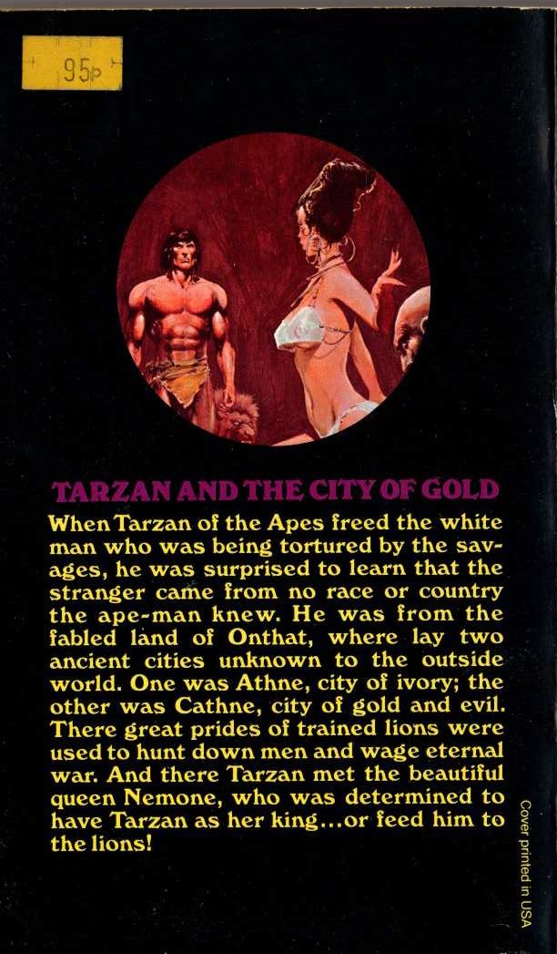 Edgar Rice Burroughs  TARZAN AND THE CITY OF GOLD magnified rear book cover image