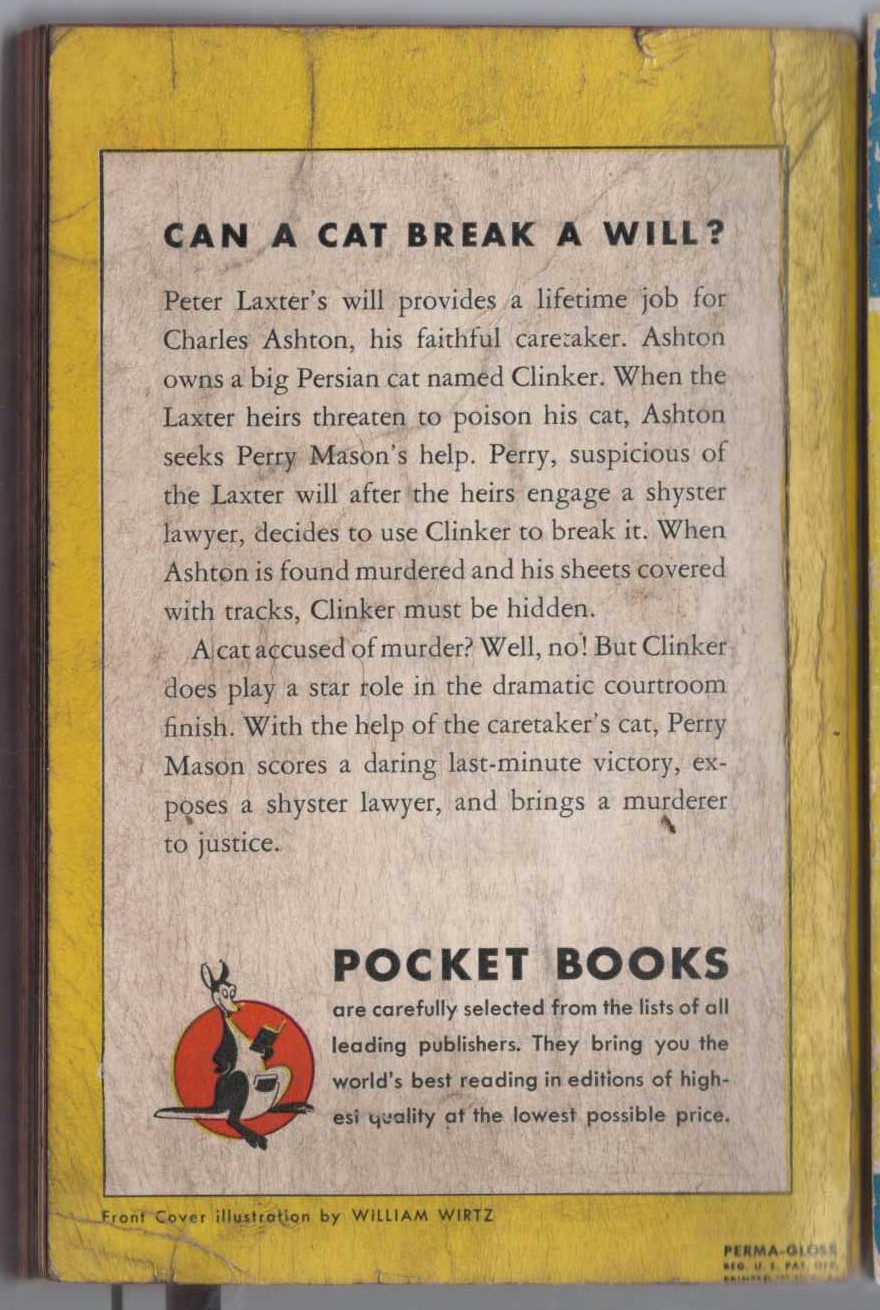 Erle Stanley Gardner  THE CASE OF THE CARETAKER'S CAT magnified rear book cover image