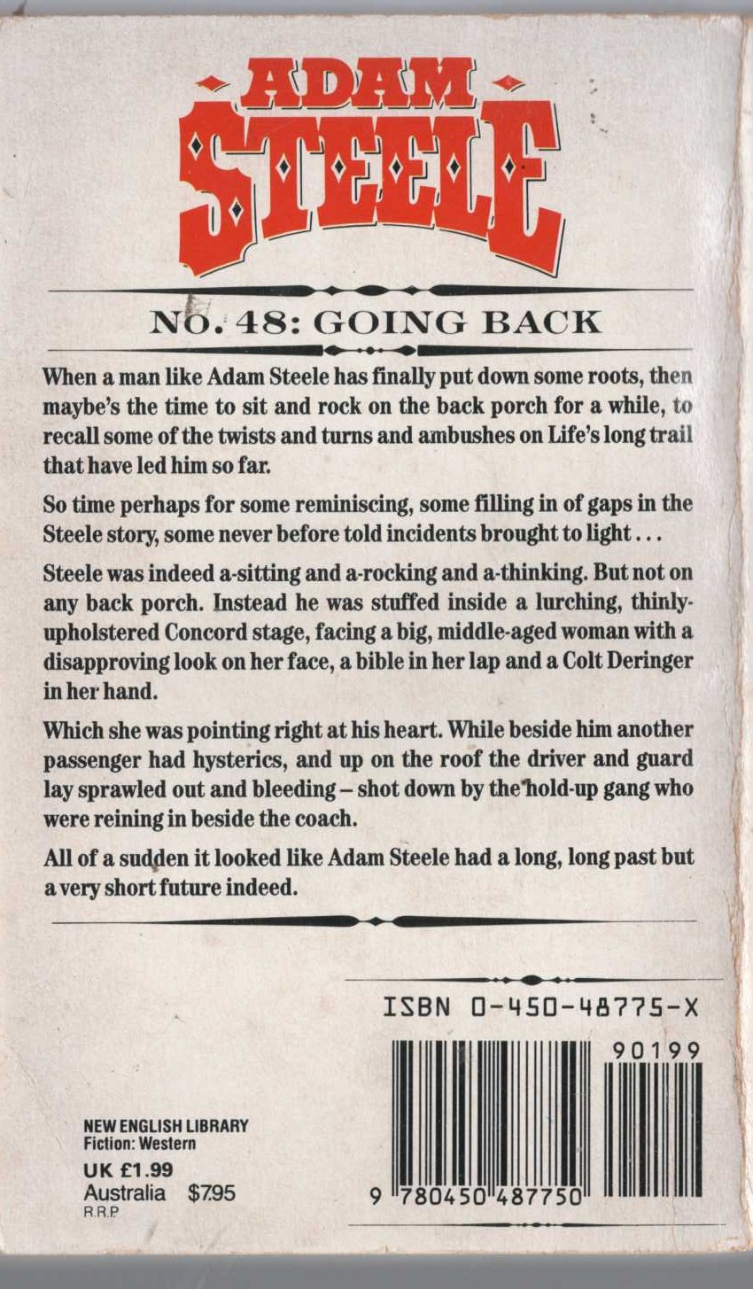 George G. Gilman  ADAM STEELE 48: GOING BACK magnified rear book cover image