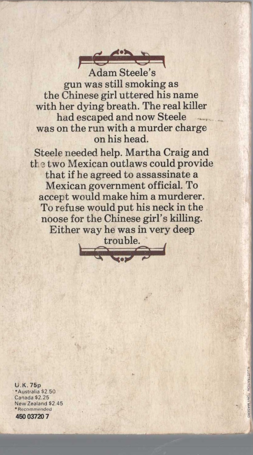 George G. Gilman  ADAM STEELE 20: WANTED FOR MURDER magnified rear book cover image
