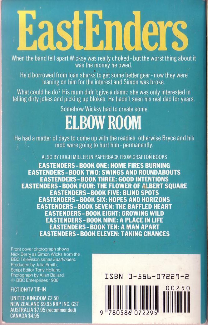 Hugh Miller  EASTENDERS (BBC-TV) 12: Elbow Room magnified rear book cover image