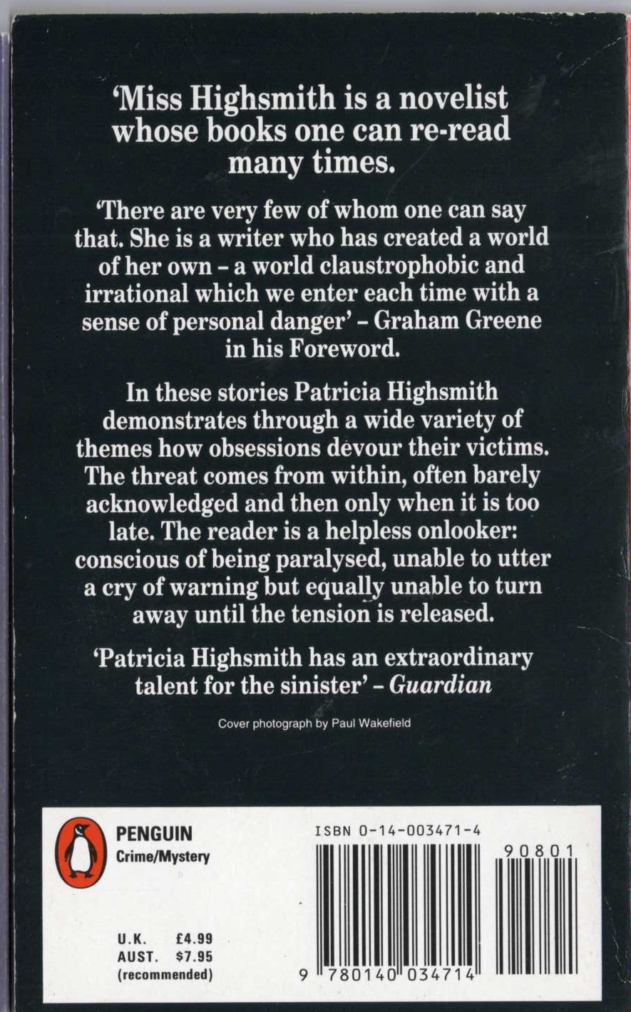 Patricia Highsmith  ELEVEN magnified rear book cover image