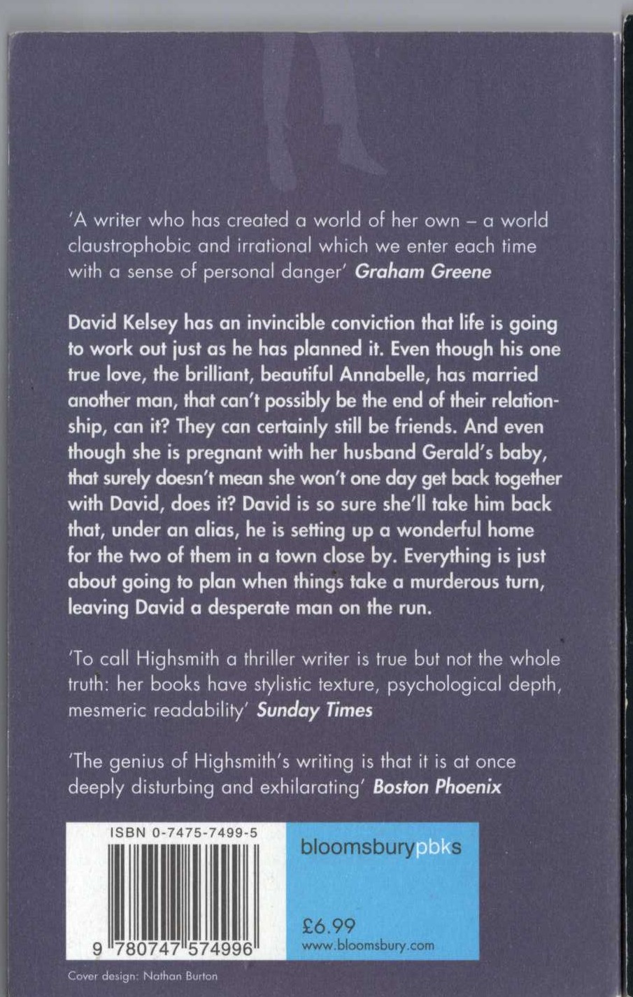 Patricia Highsmith  THIS SWEET SICKNESS magnified rear book cover image