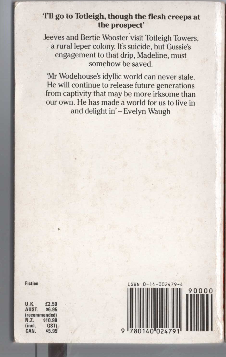 P.G. Wodehouse  STIFF UPPER LIP, JEEVES magnified rear book cover image