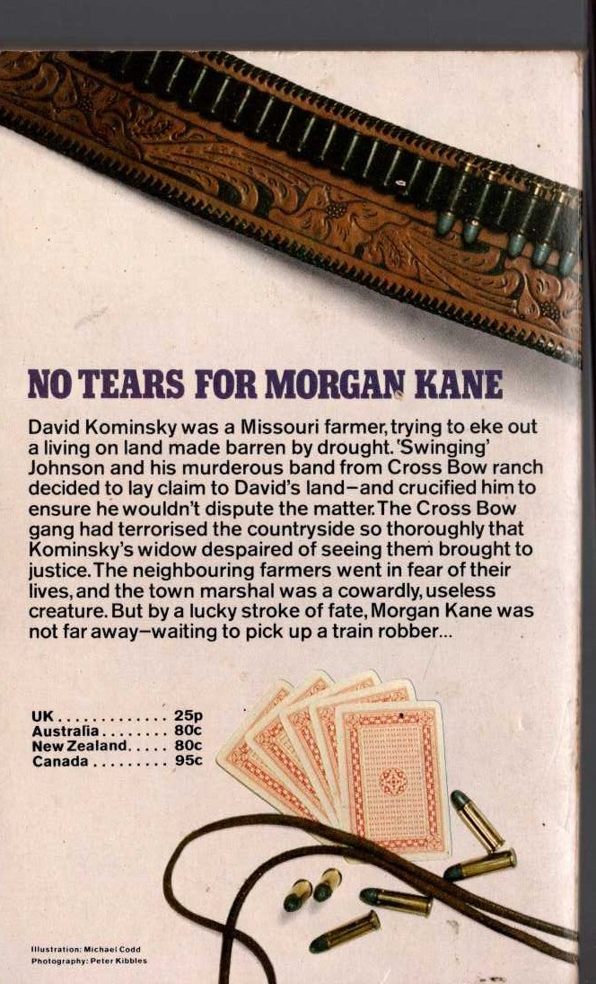 Louis Masterson  NO TEARS FOR MORGAN KANE magnified rear book cover image