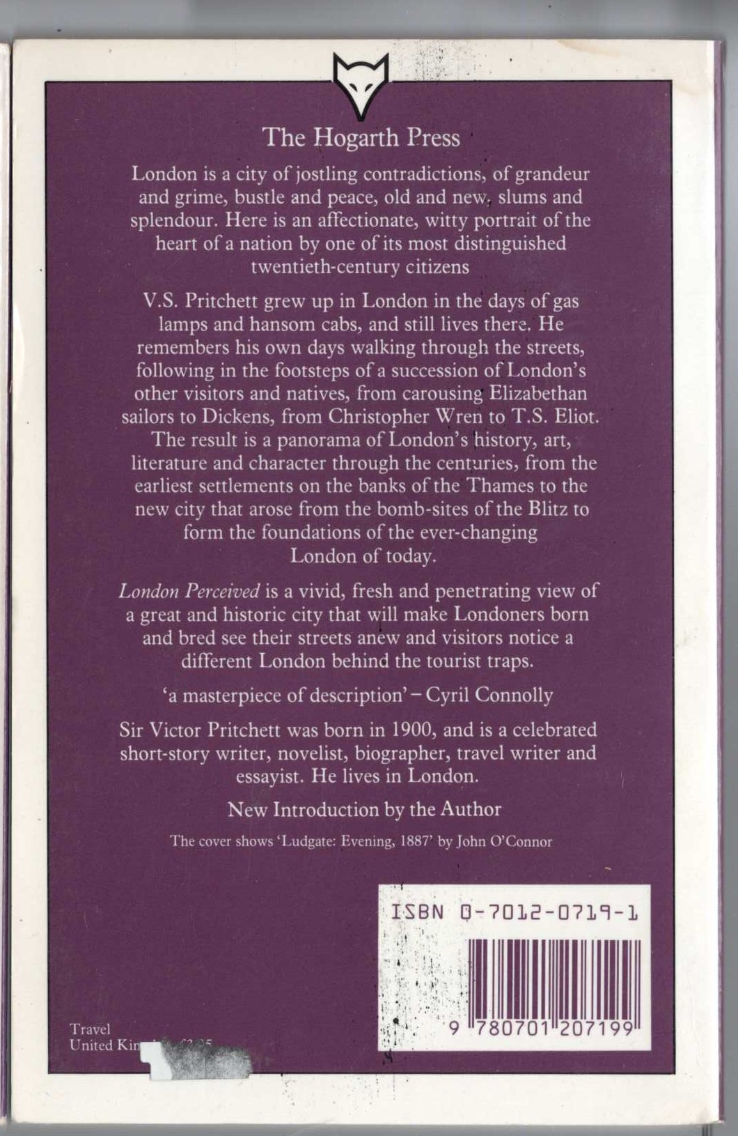 V.S. Pritchett  LONDON PERCEIVED (Travel) magnified rear book cover image