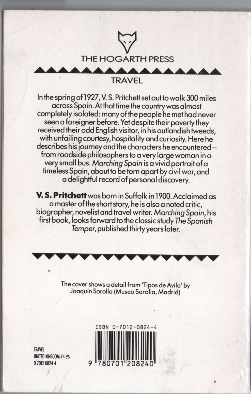 V.S. Pritchett  MARCHING SPAIN (Travel) magnified rear book cover image