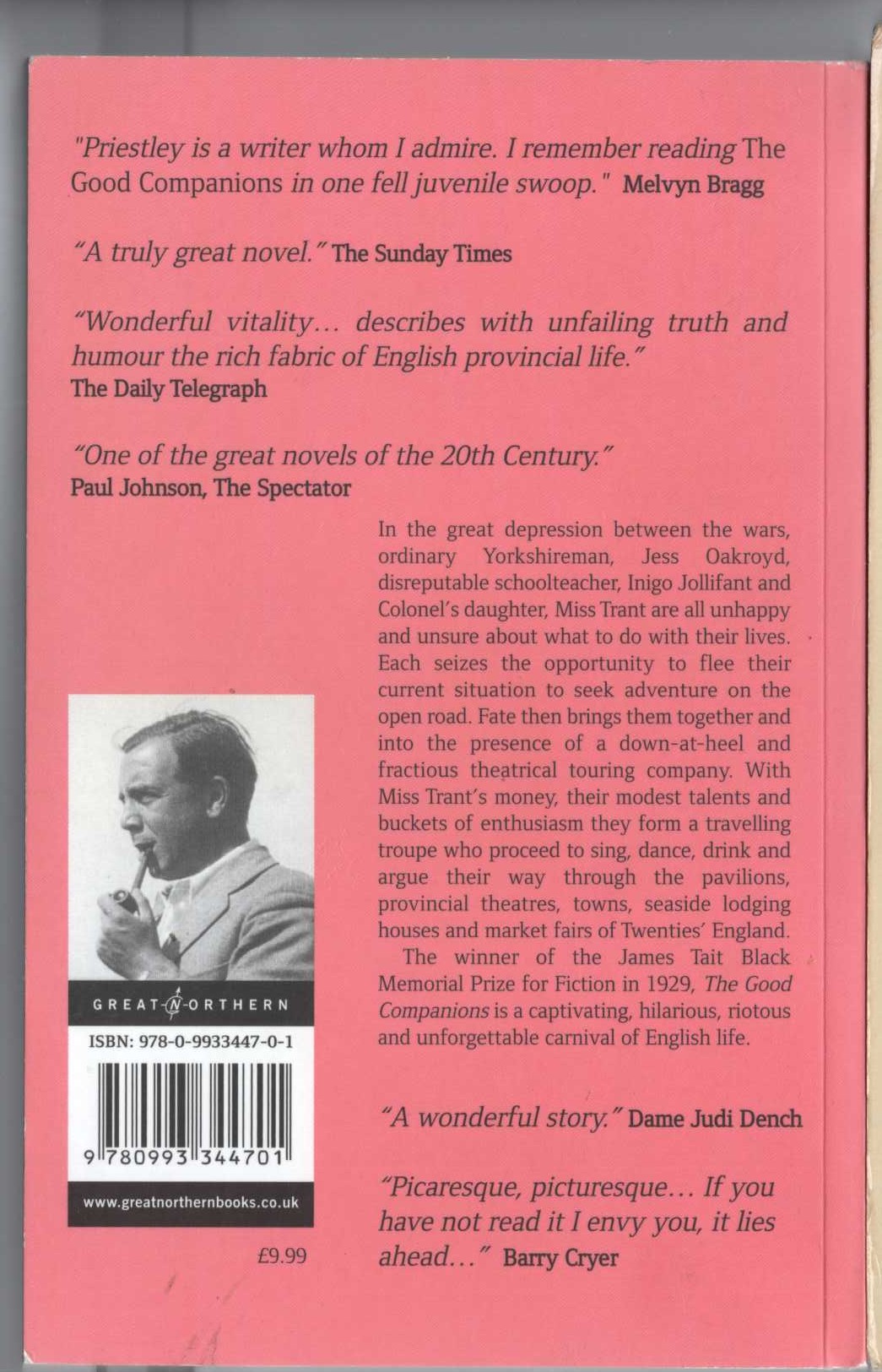 J.B. Priestley  THE GOOD COMPANIONS magnified rear book cover image