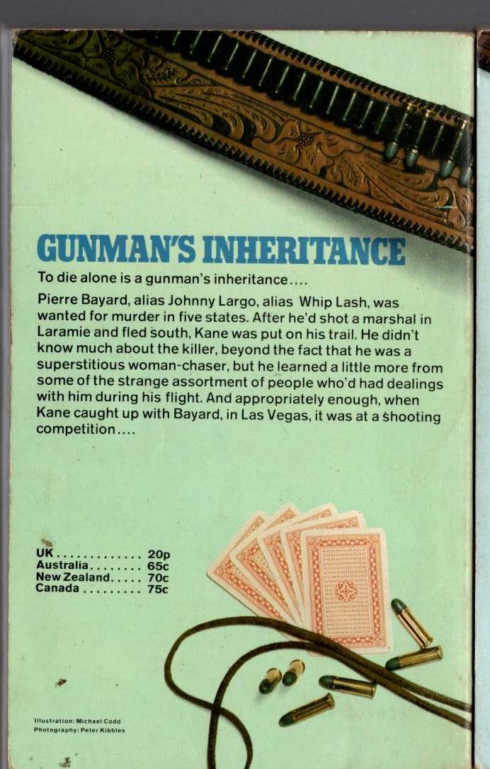 Louis Masterson  GUNMAN'S INHERITANCE magnified rear book cover image