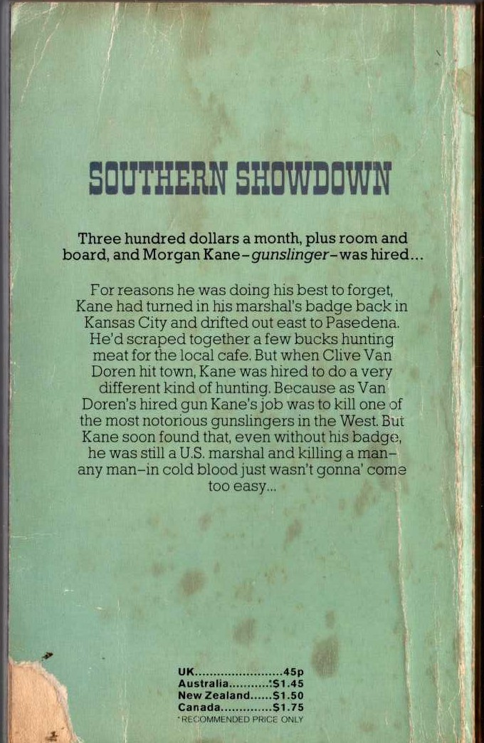 Louis Masterson  SOUTHERN SHOWDOWN magnified rear book cover image