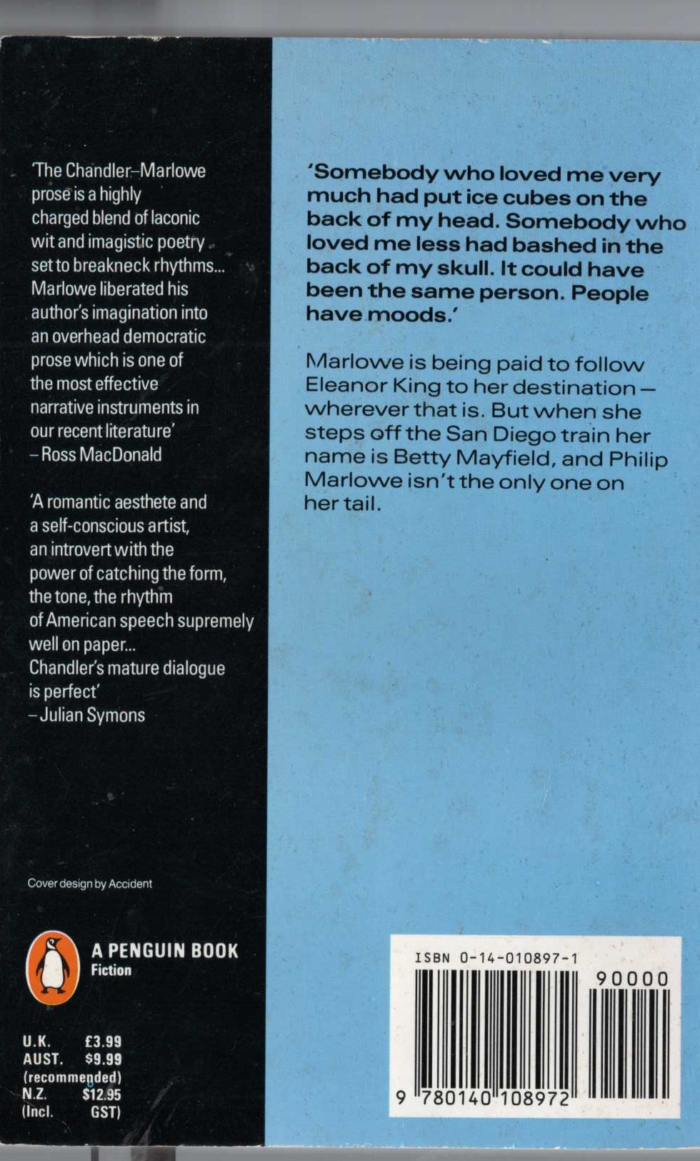 Raymond Chandler  PLAYBACK magnified rear book cover image