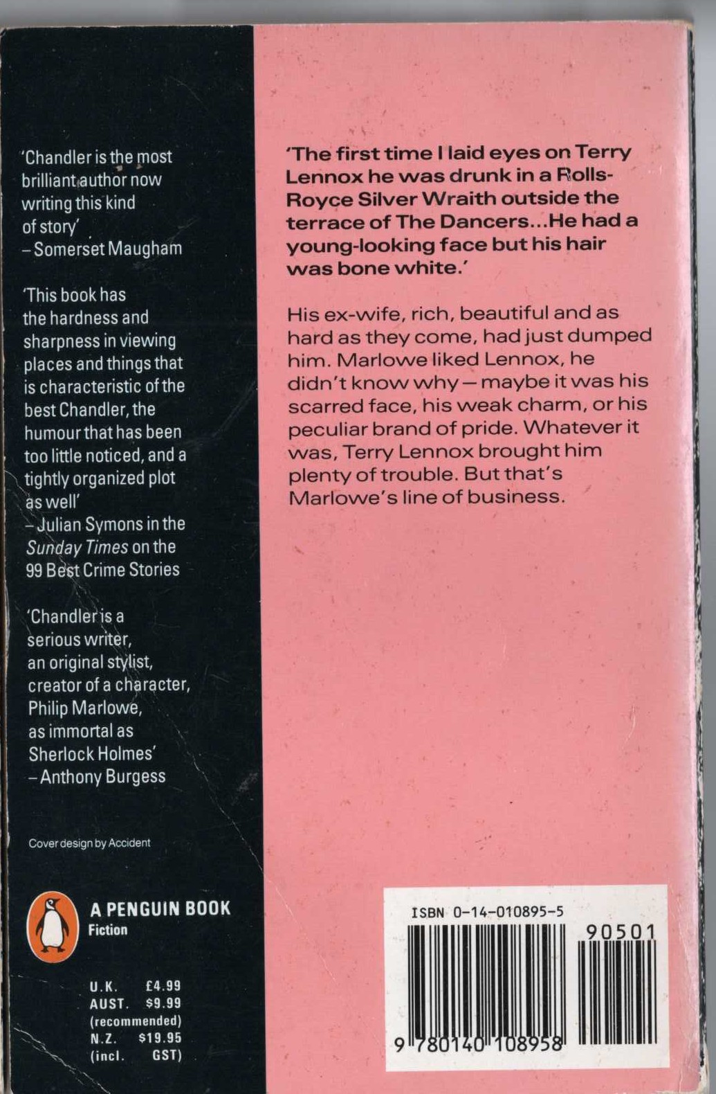 Raymond Chandler  THE LONG GOOD-BYE magnified rear book cover image