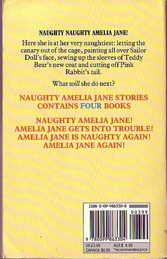 Enid Blyton  NAUGHTY AMELIA JANE STORIES (Four books in one!) magnified rear book cover image