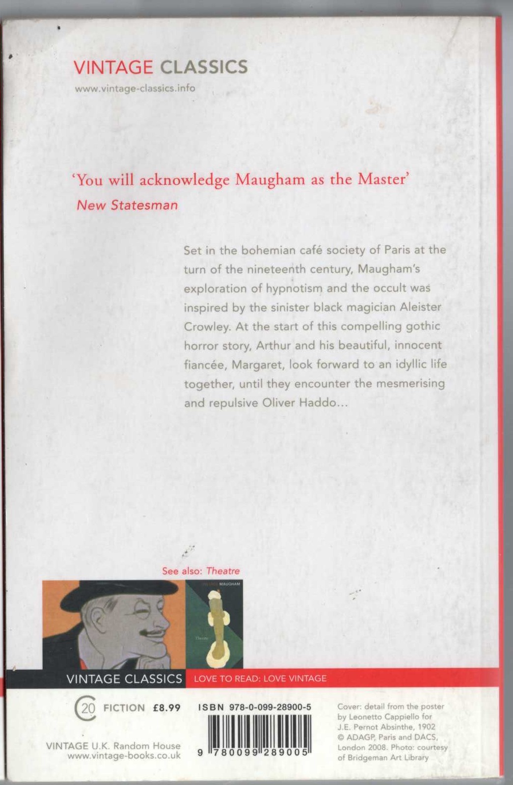 W.Somerset Maugham  THE MAGICIAN magnified rear book cover image