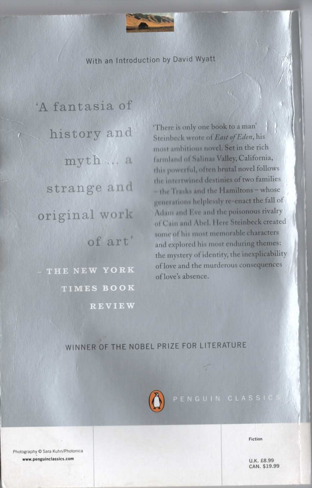 John Steinbeck  EAST OF EDEN magnified rear book cover image
