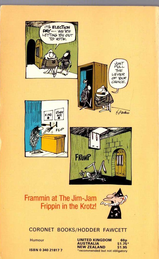 Johnny Hart  FRAMMIN AT THE JIM-JAM FRIPPIN IN THE KROTZ! magnified rear book cover image