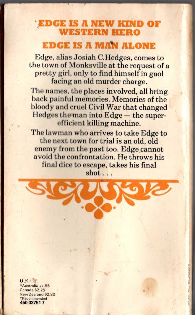 George G. Gilman  EDGE 16: THE FINAL SHOT magnified rear book cover image