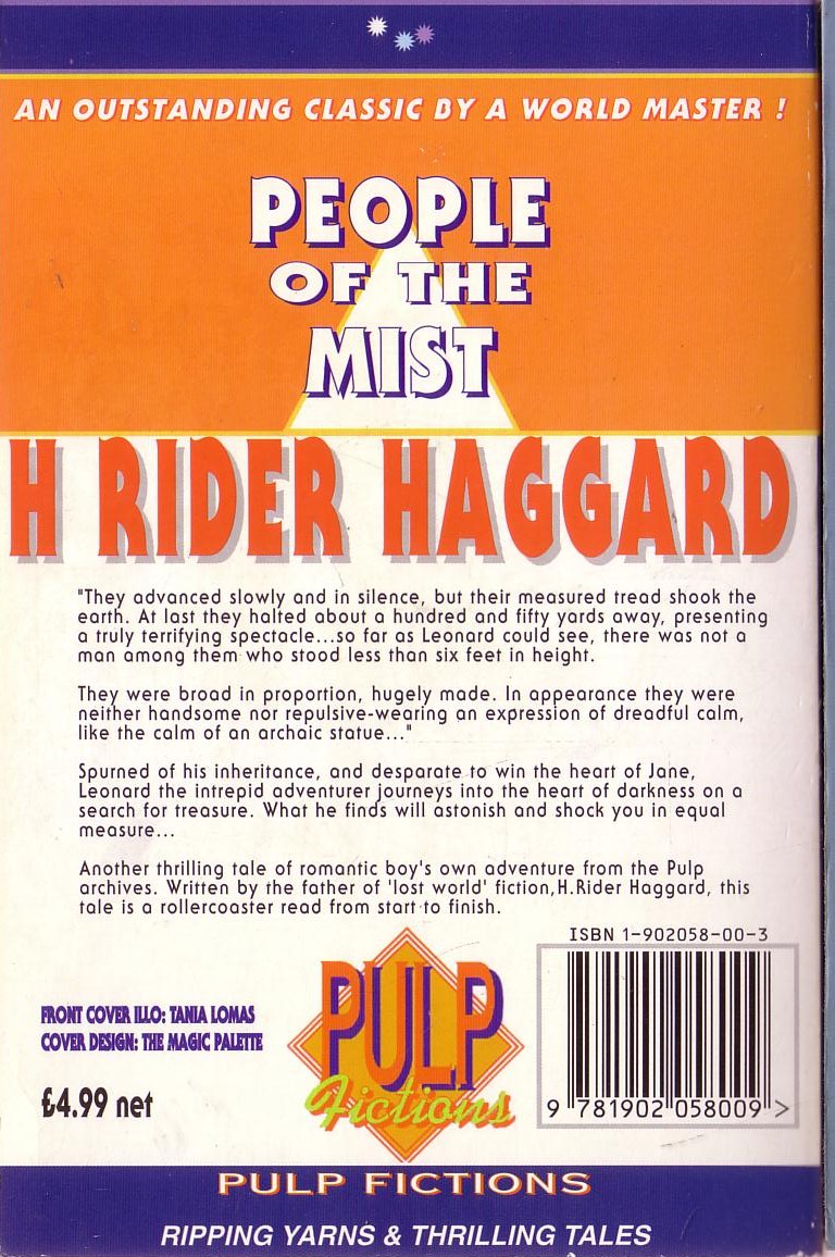 H.Rider Haggard  PEOPLE OF THE MIST magnified rear book cover image