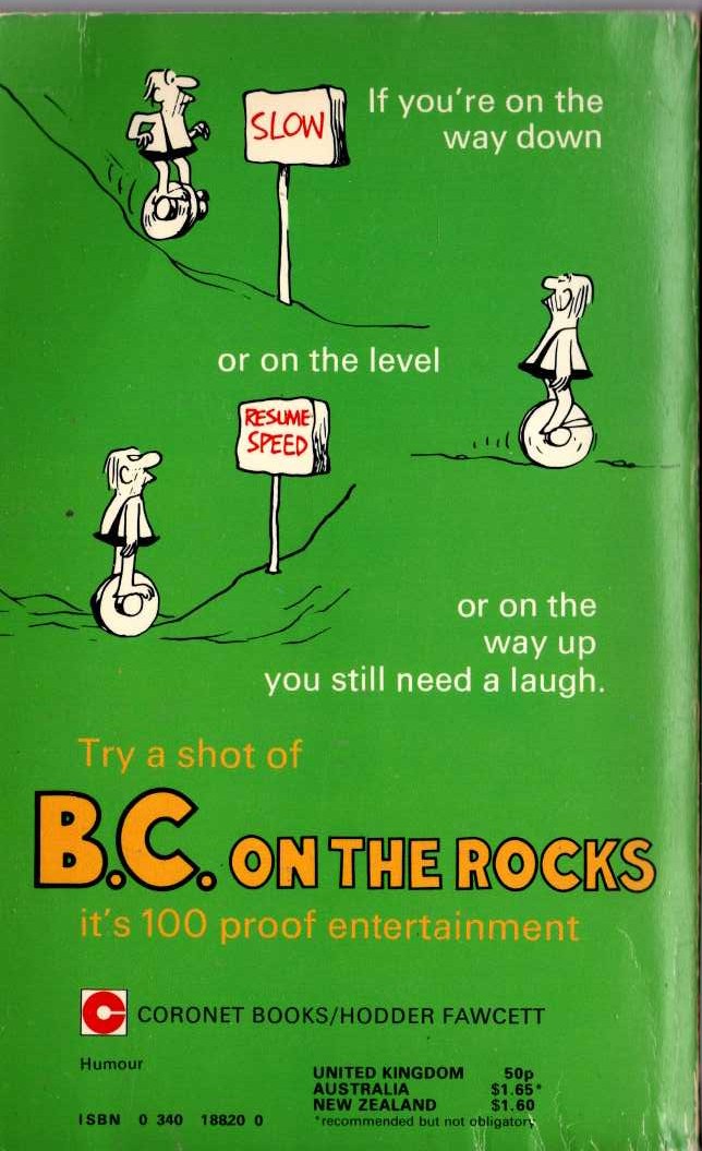 Johnny Hart  B.C. ON THE ROCKS magnified rear book cover image