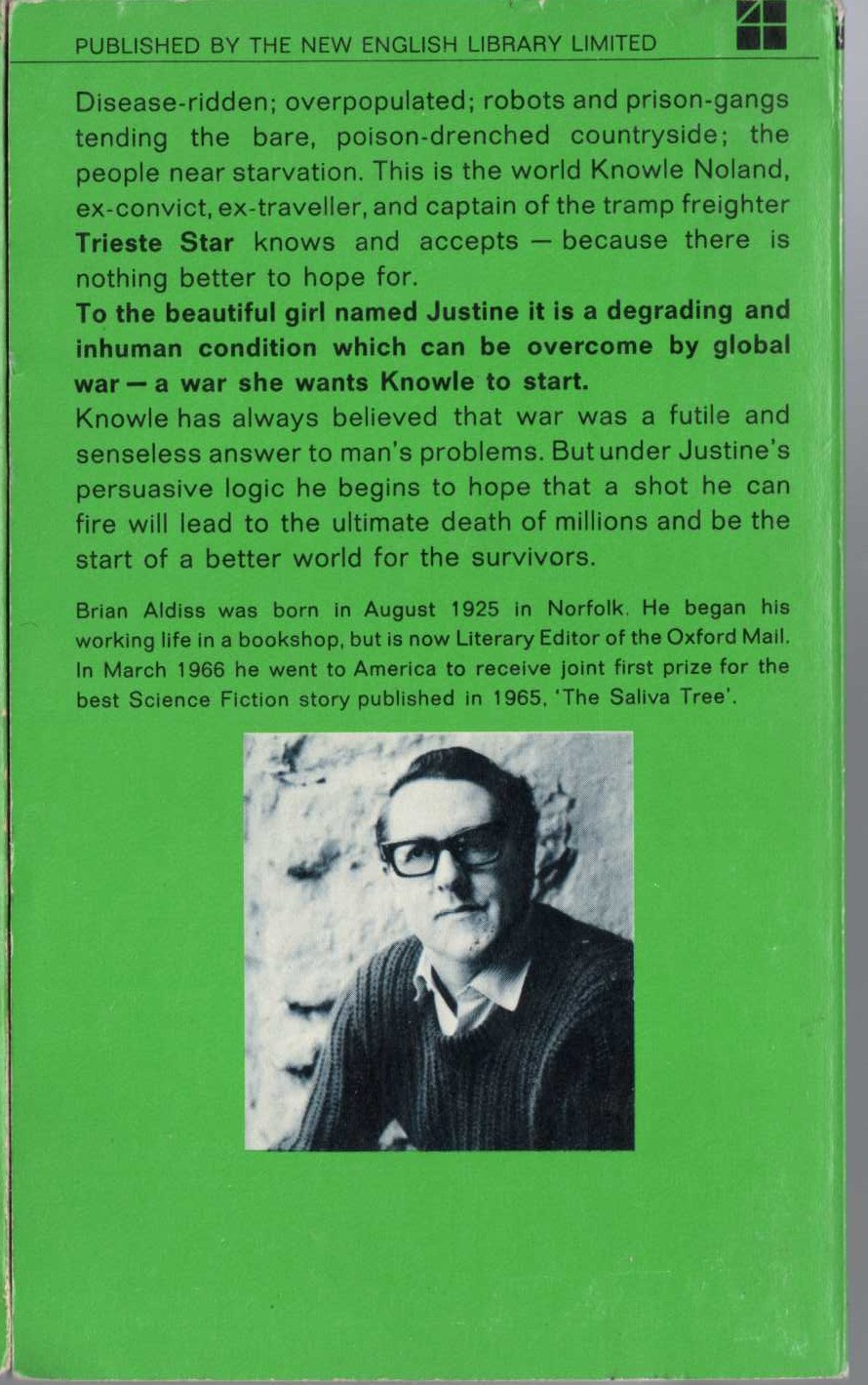 Brian Aldiss  EARTHWORKS magnified rear book cover image