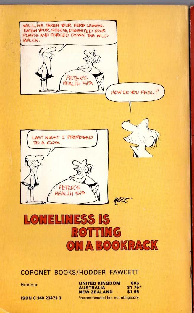 Johnny Hart  B.C. LONELINESS IS ROTTING ON A BOOKRACK magnified rear book cover image