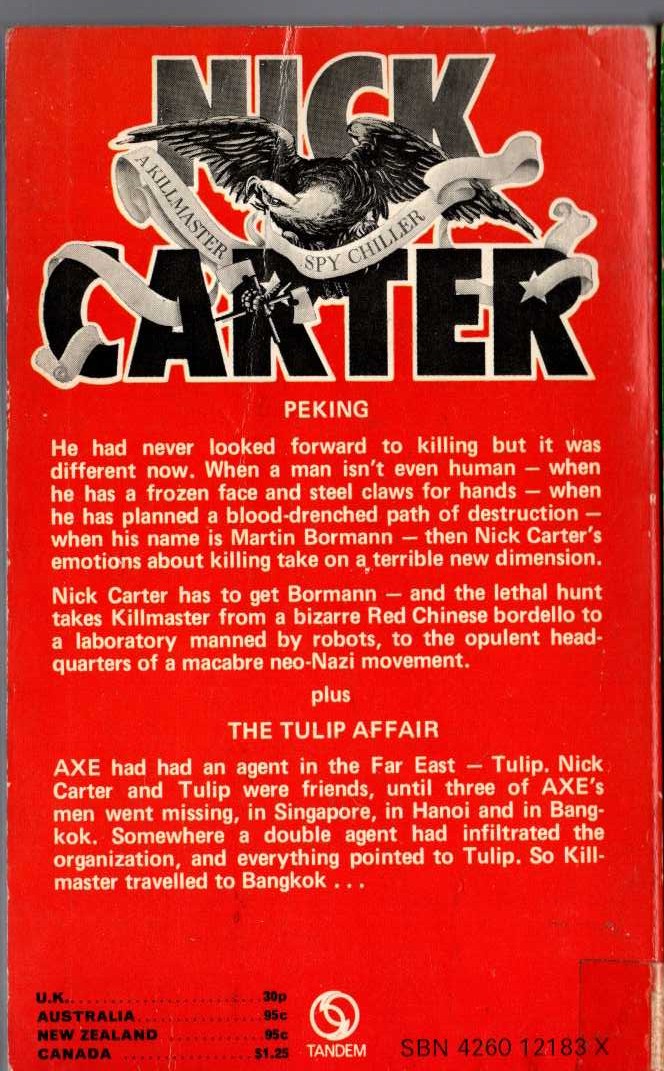 Nick Carter  PEKING: THE TULIP AFFAIR magnified rear book cover image