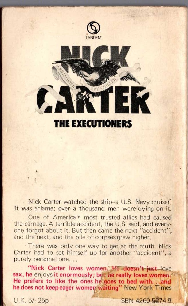 Nick Carter  THE EXECUTIONERS magnified rear book cover image