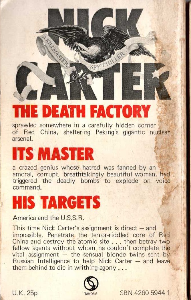 Nick Carter  14 SECONDS TO HELL magnified rear book cover image