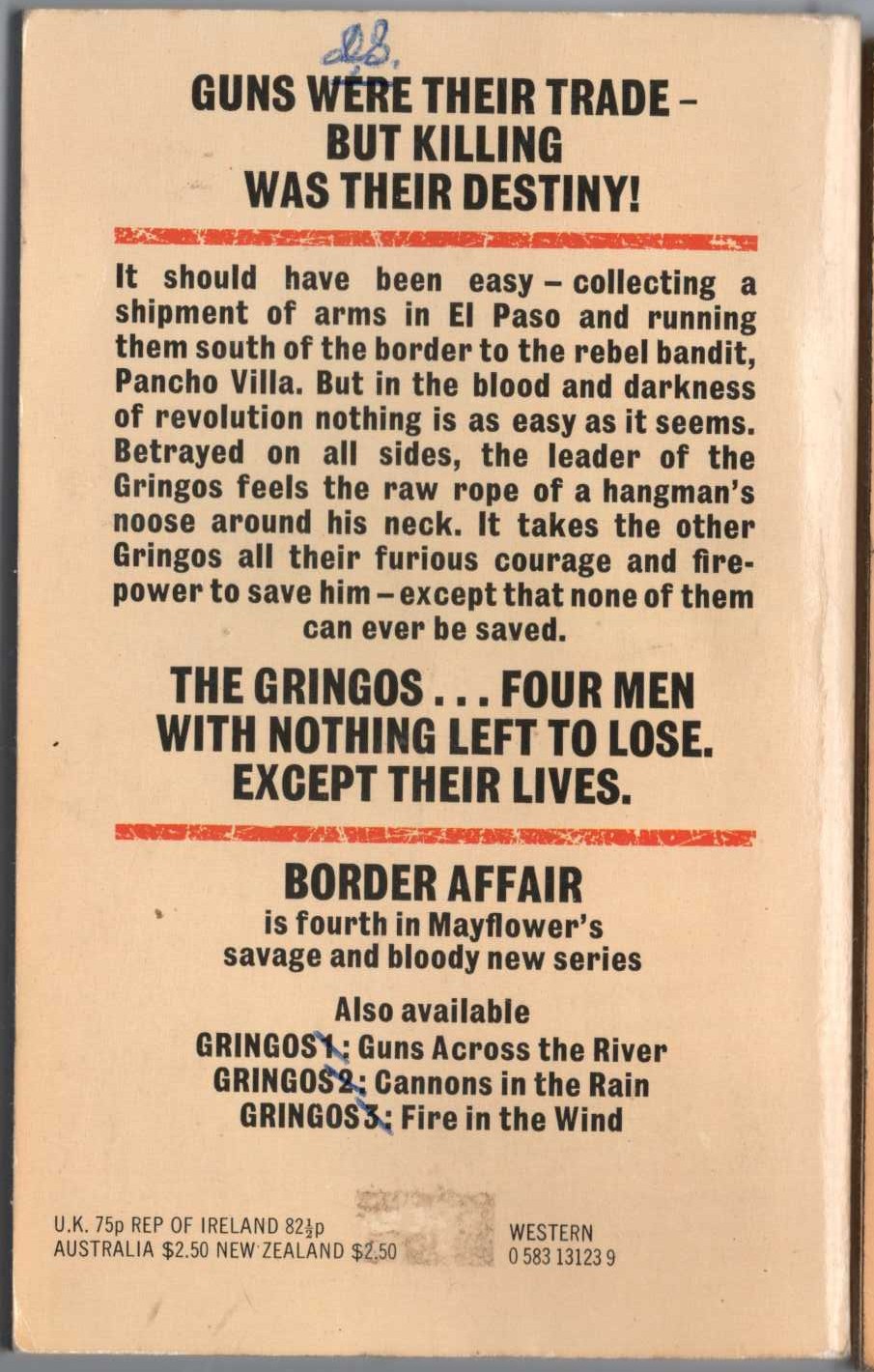 J.D. Sandon  GRINGOS 4: BORDER AFFAIR magnified rear book cover image