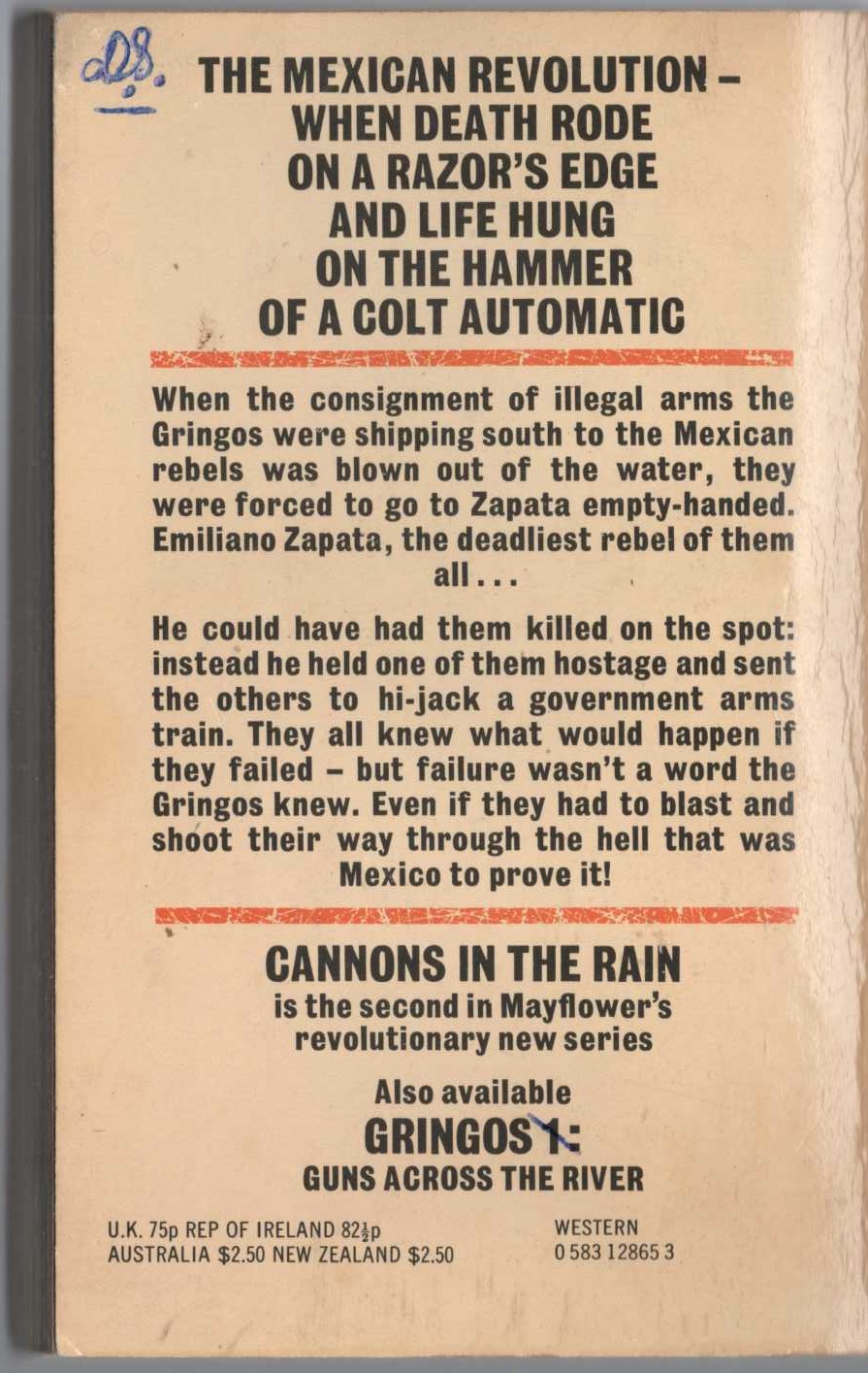 J.D. Sandon  GRINGOS 2: CANNONS IN THE RAIN magnified rear book cover image