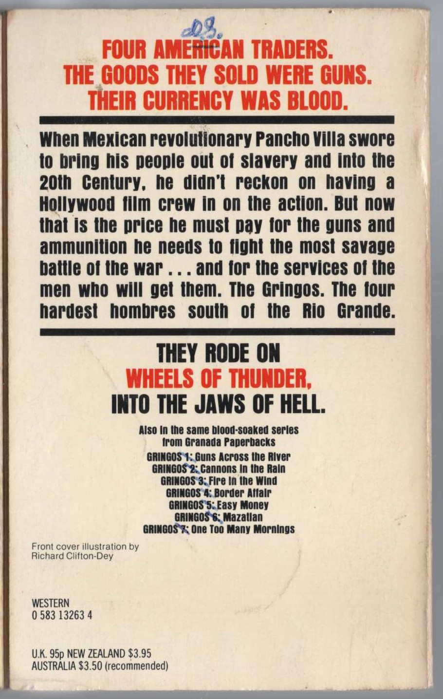 J.D. Sandon  GRINGOS 8: WHEELS OF THUNDER magnified rear book cover image
