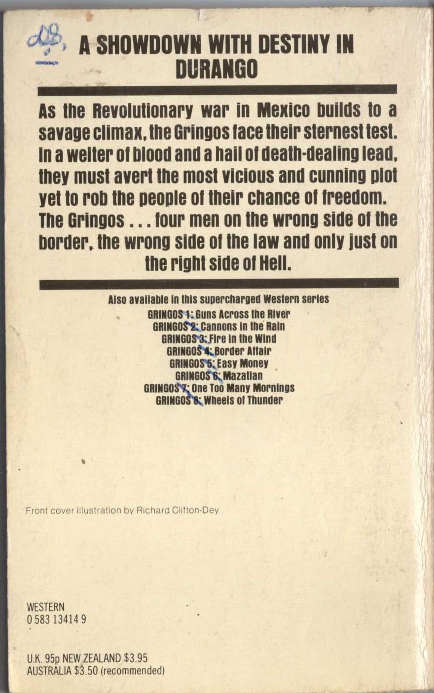 J.D. Sandon  GRINGOS 9: DURANGO magnified rear book cover image