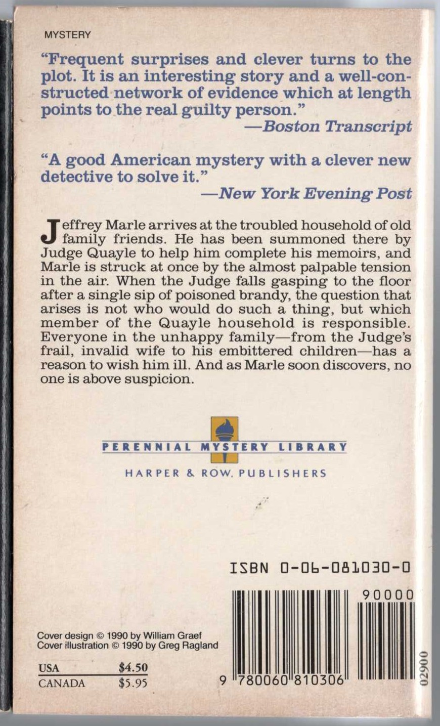 John Dickson Carr  POISON IN JEST magnified rear book cover image