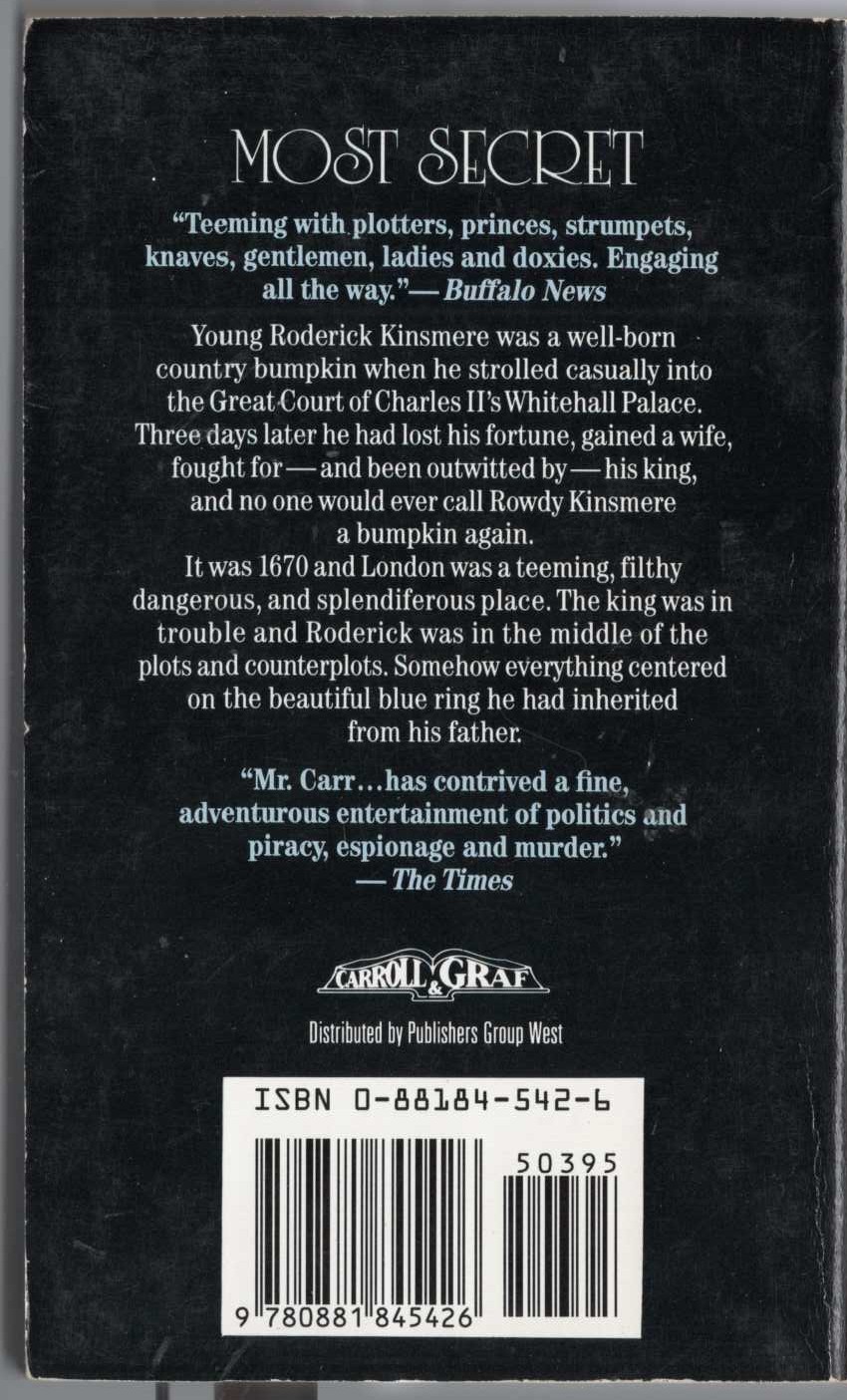 John Dickson Carr  MOST SECRET magnified rear book cover image