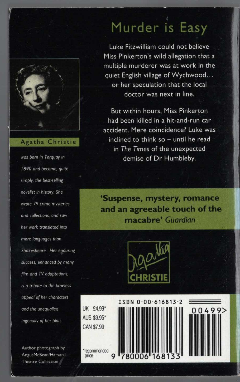 Agatha Christie  MURDER IS EASY magnified rear book cover image