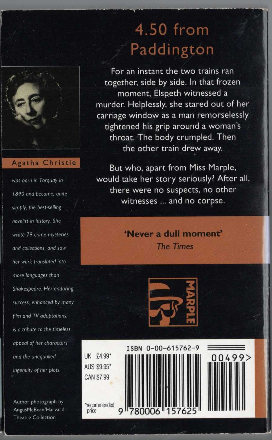 Agatha Christie  4.50 FROM PADDINGTON magnified rear book cover image