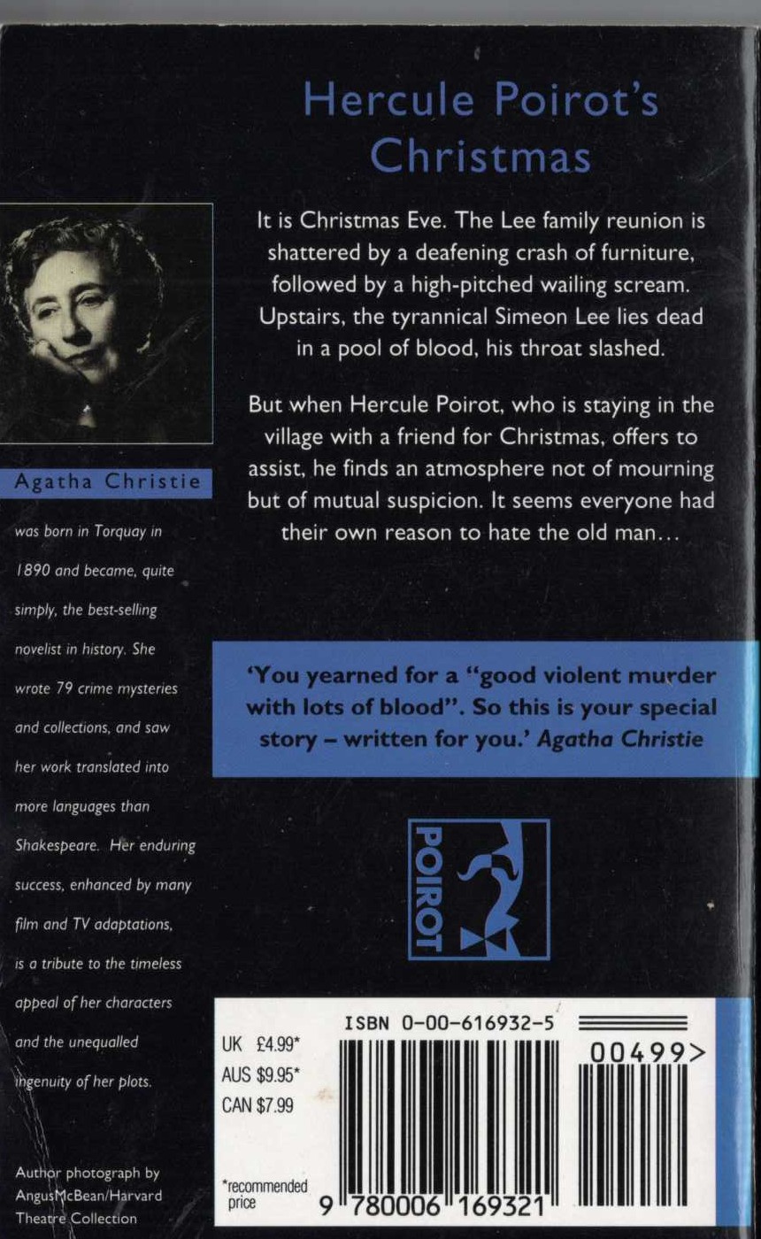 Agatha Christie  HERCULE POIROT'S CHRISTMAS magnified rear book cover image