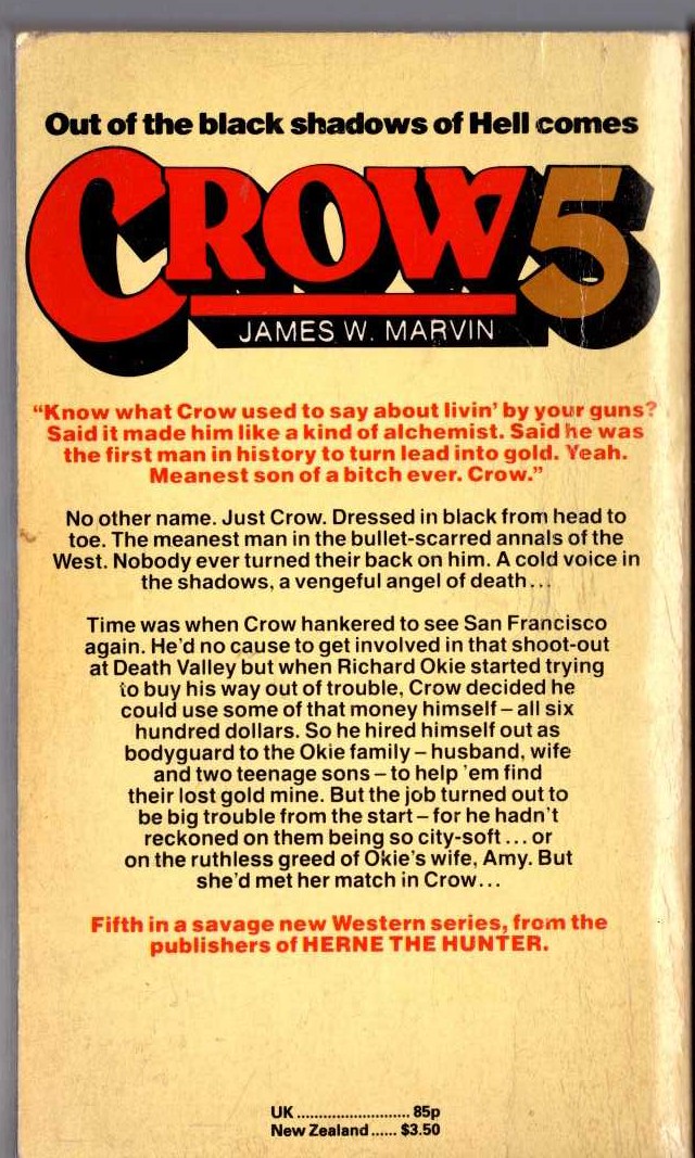 James W. Marvin  CROW 5: BODY GUARD magnified rear book cover image