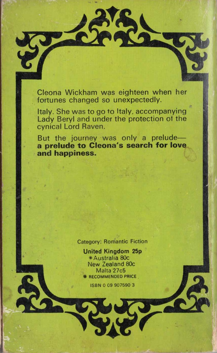Barbara Cartland  THE COIN OF LOVE magnified rear book cover image