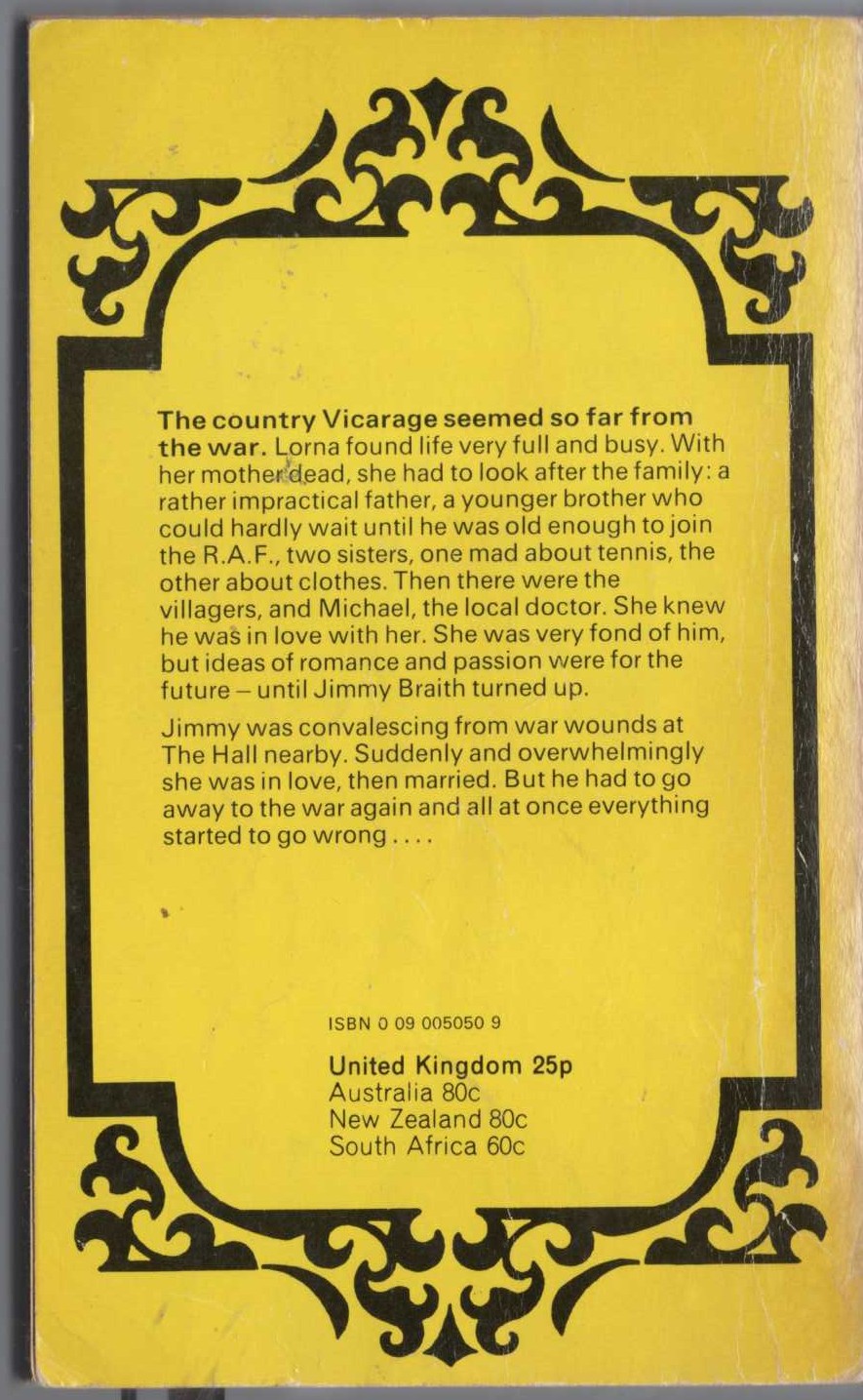 Barbara Cartland  OPEN WINGS magnified rear book cover image