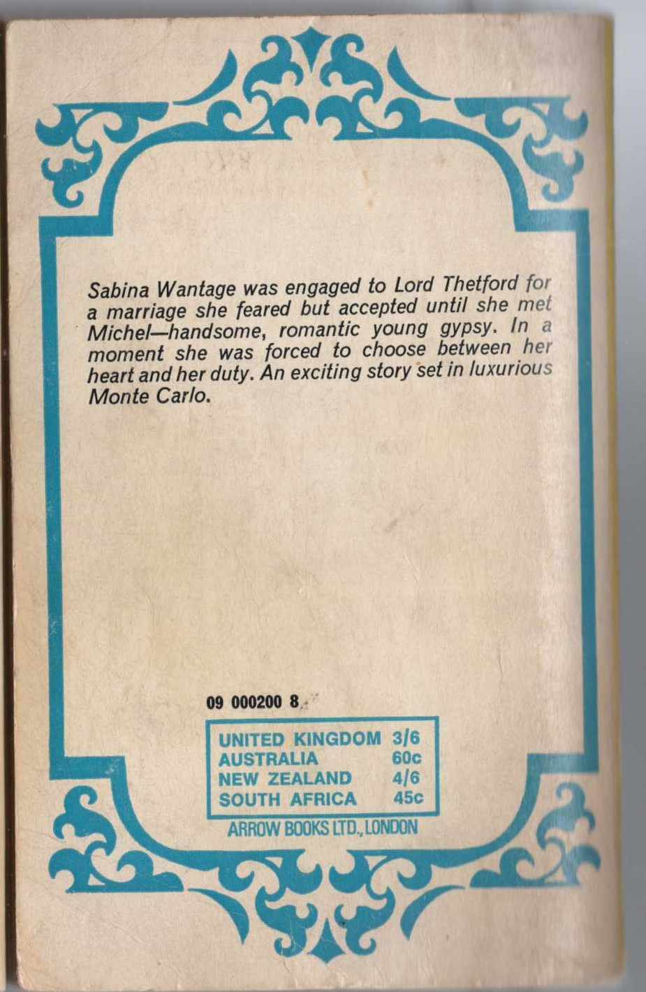Barbara Cartland  THE CAPTIVE HEART magnified rear book cover image
