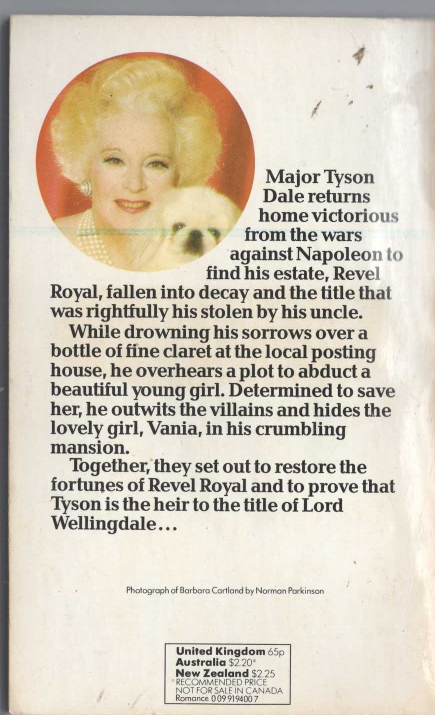Barbara Cartland  THE TREASURE IS LOVE magnified rear book cover image