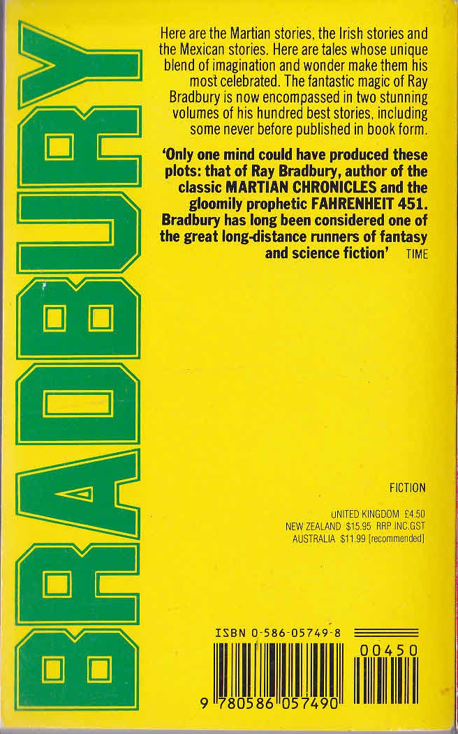 Ray Bradbury  THE STORIES OF RAY BRADBURY. Volume 2 magnified rear book cover image
