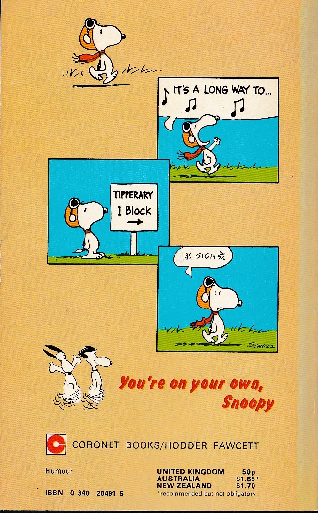 Charles M. Schulz  YOU'RE ON YOUR OWN, SNOOPY magnified rear book cover image