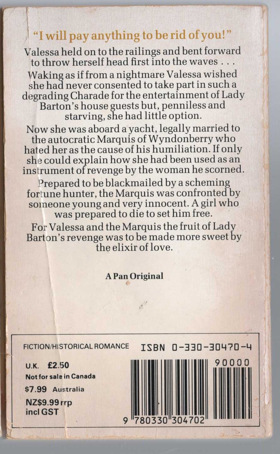Barbara Cartland  REVENGE IS SWEET magnified rear book cover image