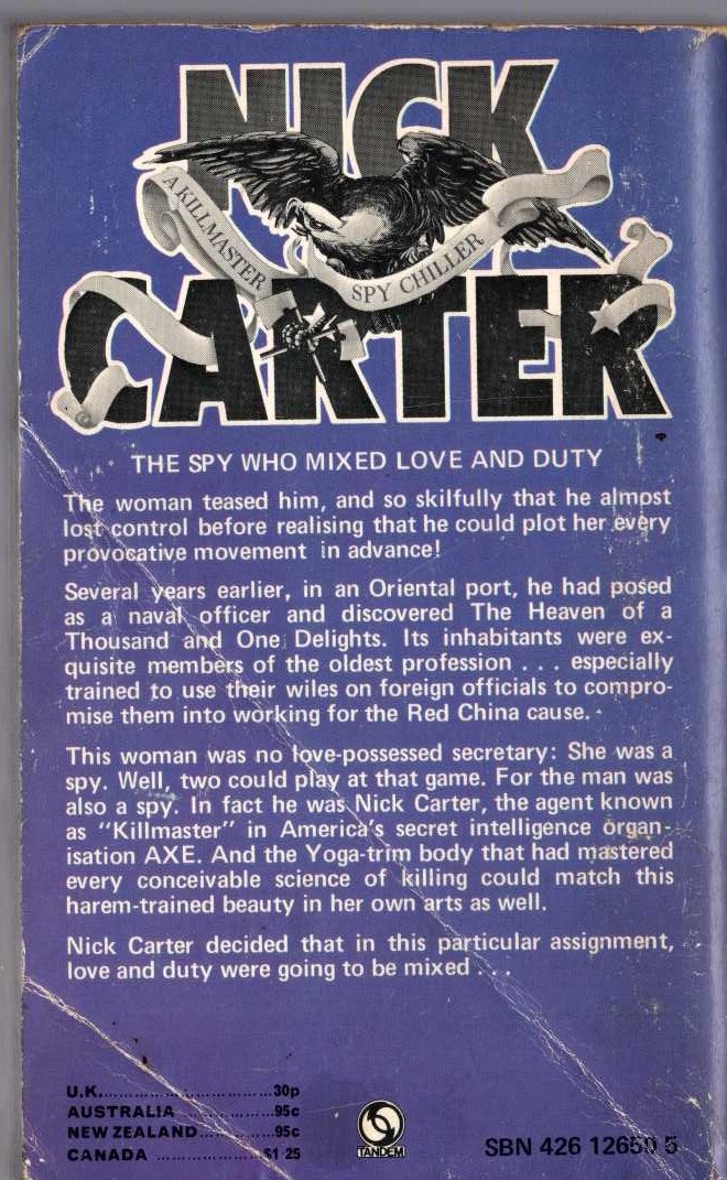 Nick Carter  FRAULEIN SPY magnified rear book cover image