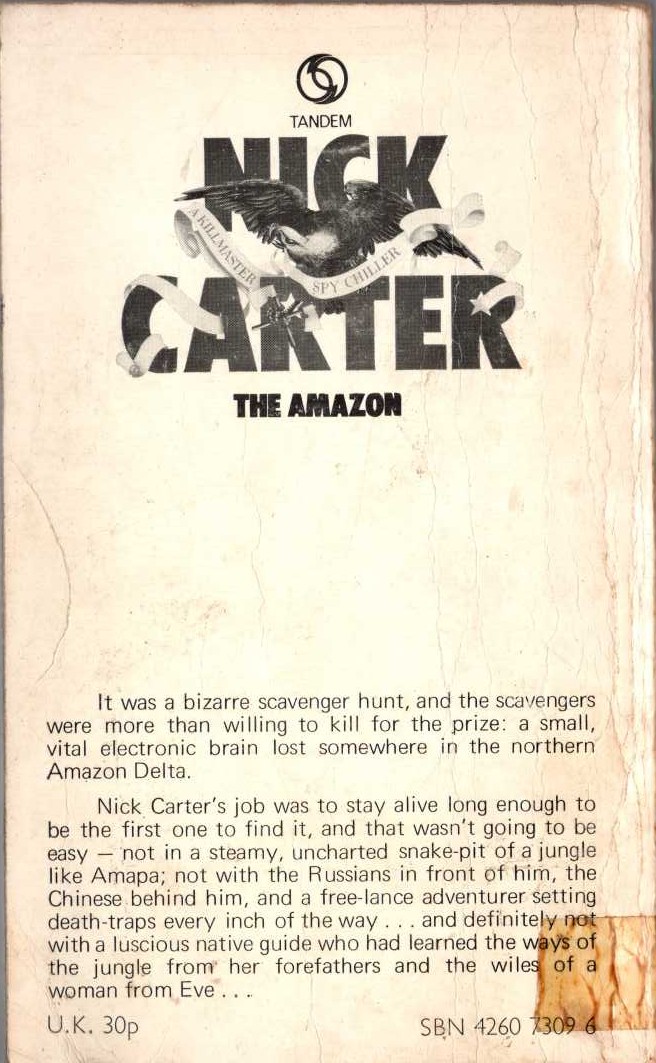 Nick Carter  THE AMAZON magnified rear book cover image
