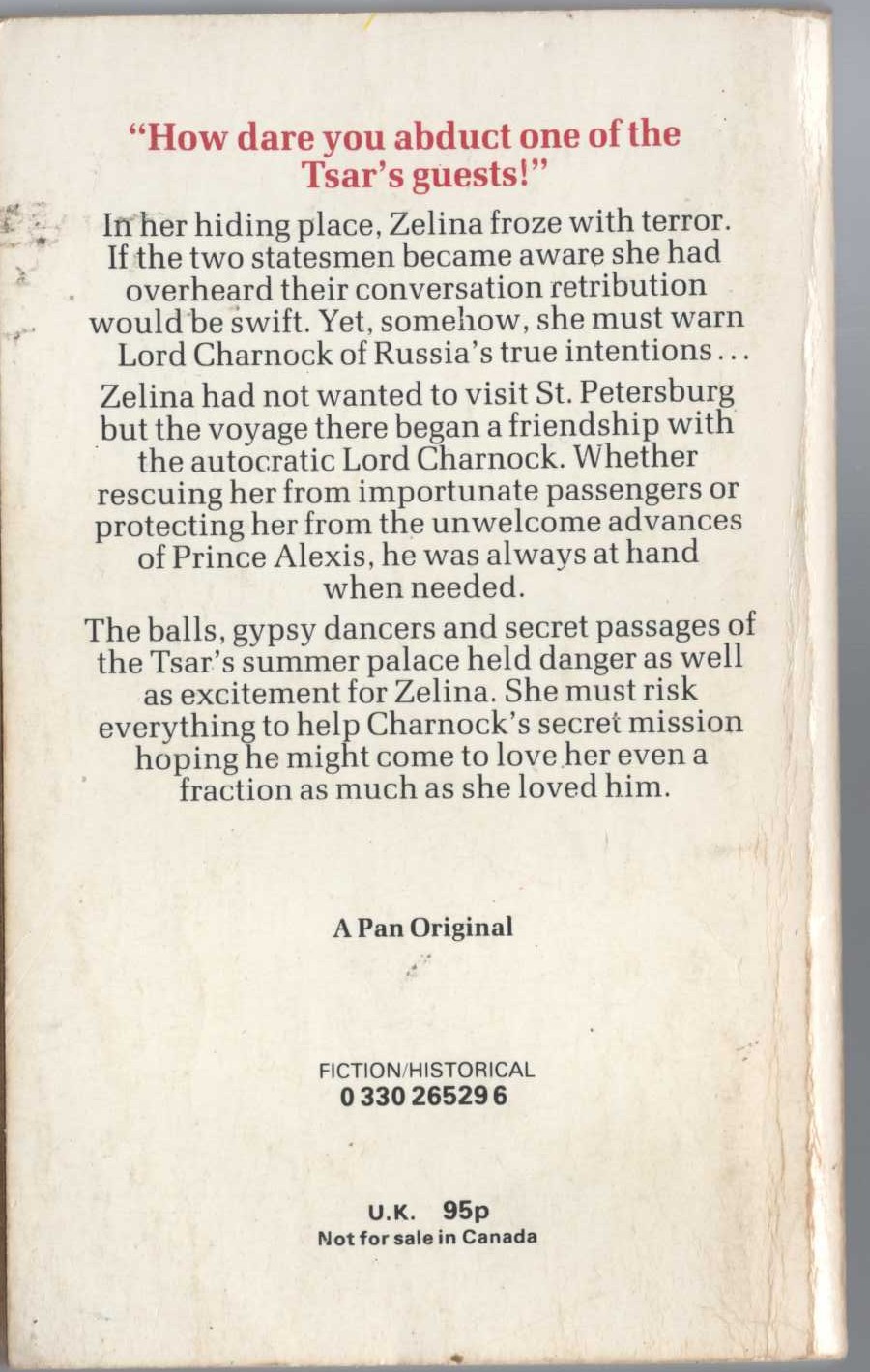 Barbara Cartland  AN INNOCENT IN RUSSIA magnified rear book cover image