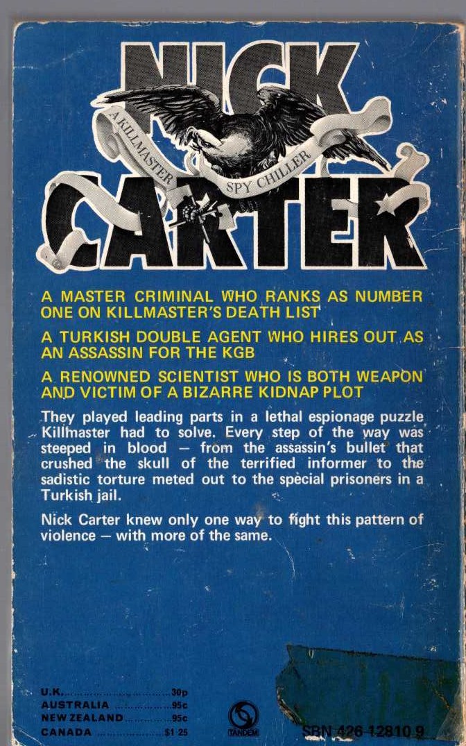Nick Carter  STRIKE FORCE TERROR magnified rear book cover image