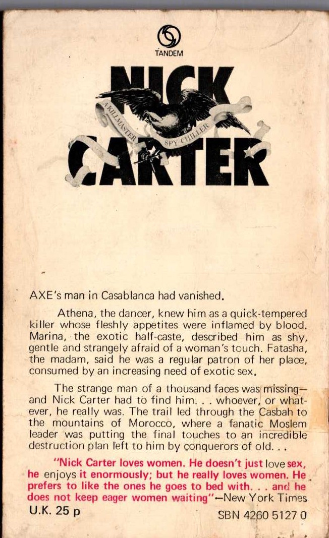 Nick Carter  THE CASBAH KILLERS magnified rear book cover image